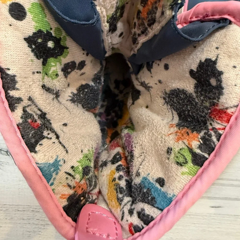 Crocs girls navy blue pink snow boots‎ child size 7